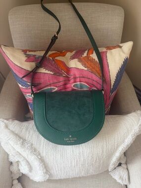 kate spade Emerald Green Leather & Suede Saddle Crossbody Bag